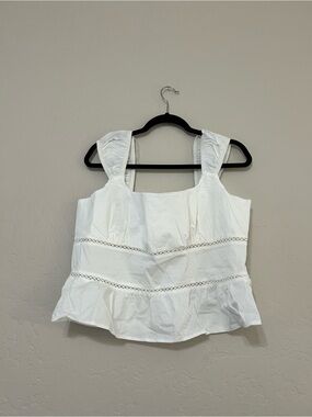 wild fable White Lace-Trim Square Neck Camisole